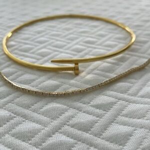 Two for the price of 1 dainty nail necklace and tennis bracelet